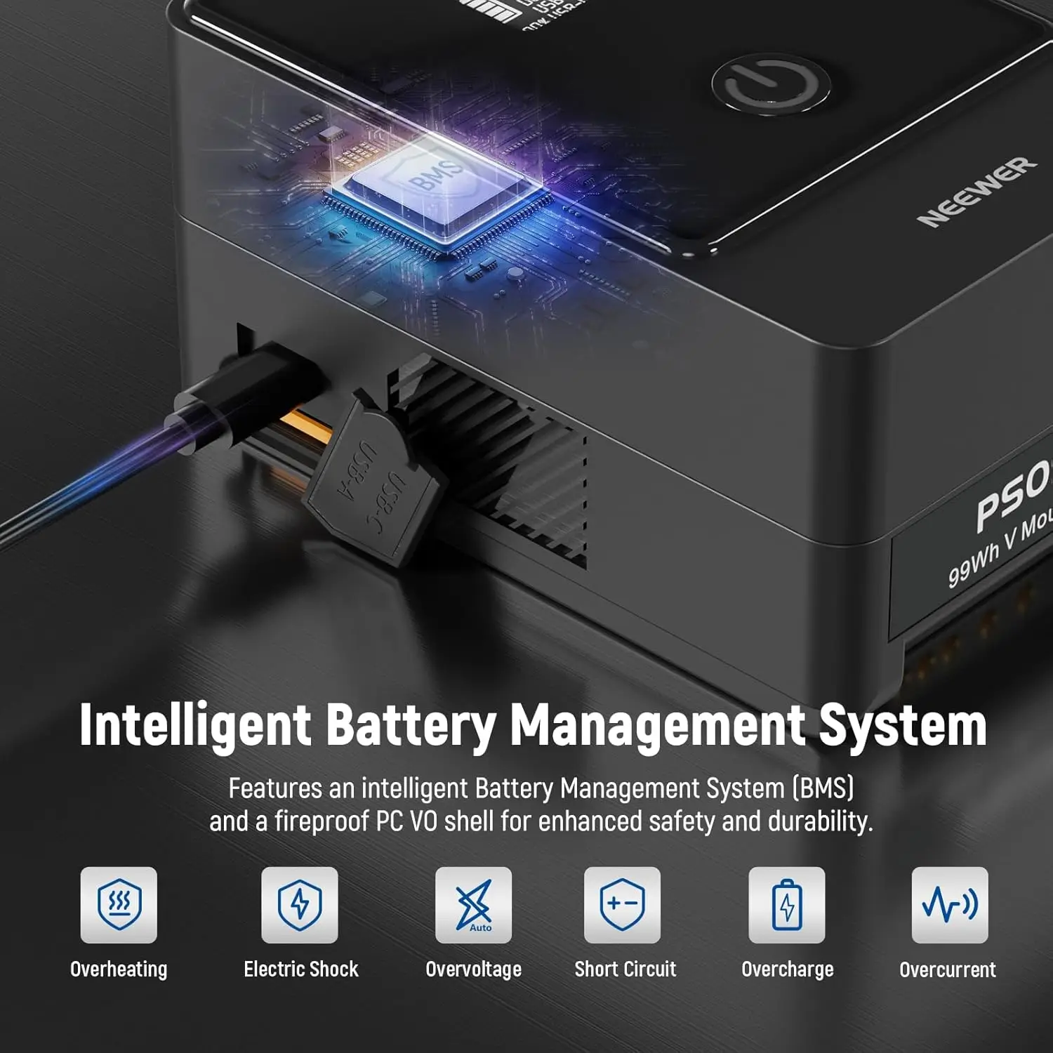 Neewer Vマウントバッテリー PS099E タイプCケーブル付き、6800mAh