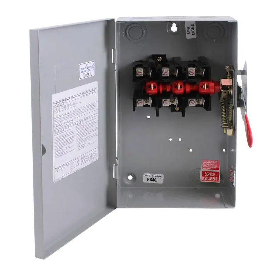 China good quality TG3322 TG3322R 3P 60A Nema 1 Indoor 3 Outdoor 3 Pole 240V Non-Fusible General duty Enclosed Safety switch