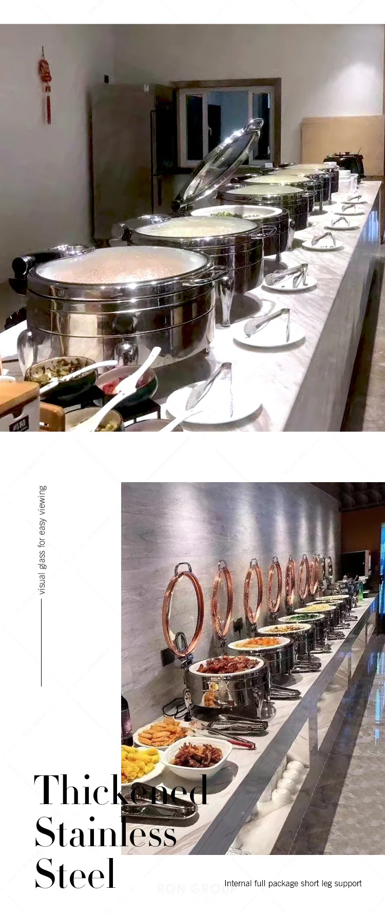 Luxury Roll Top Table Retangular Glass Lid Food Warmer Chafing Dish Dubai Shafing Dish Buffet