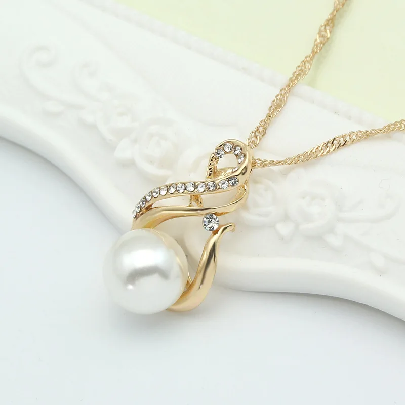 Elegant Women's Wedding Pearl Pendant Earrings Sets