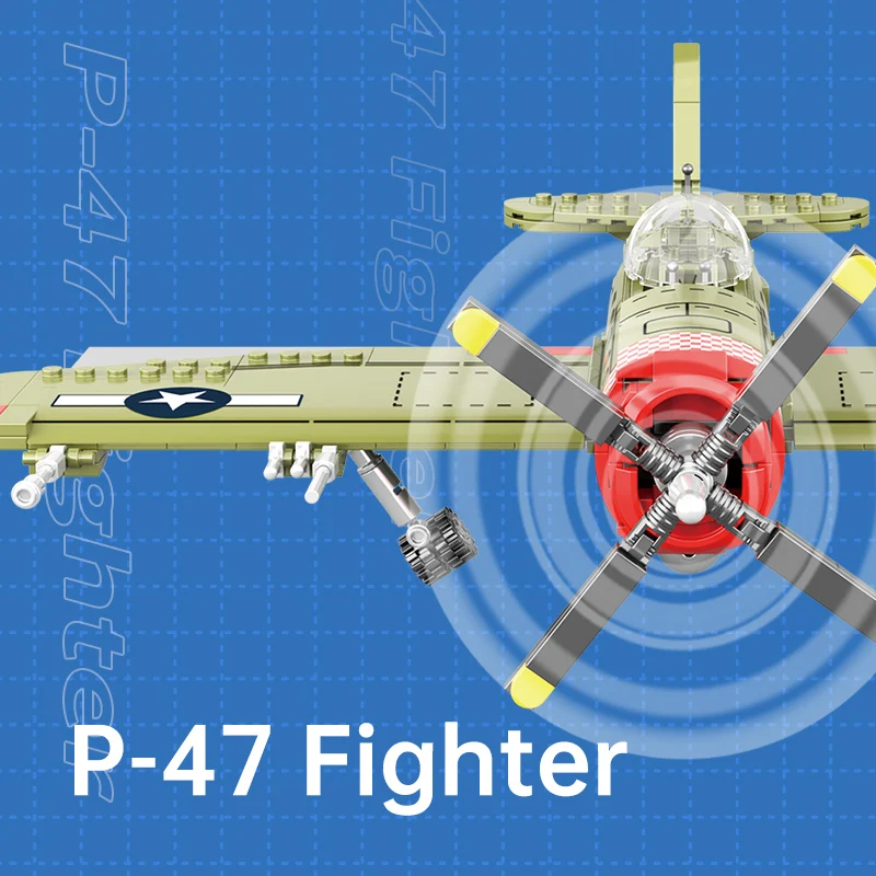 WW2 Military Series 511 Pcs P-47 Fighter Model Building Blocks Toys Set