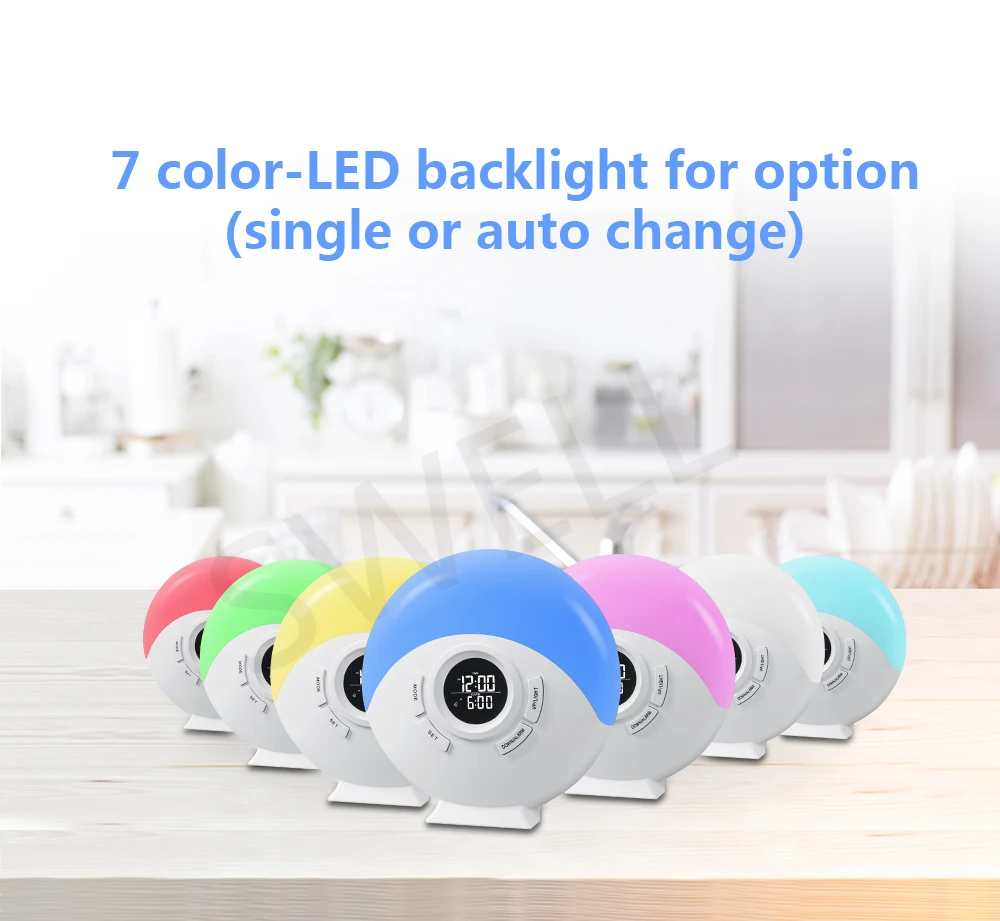 2022 Ce Rohs Wake Up Light Sunrise Alarm Clock Creative Round Digital