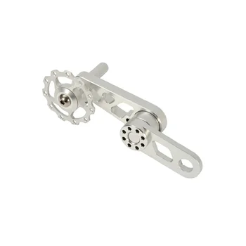 Aluminum Alloy Silver Light Weight Folding Single Speed Oval Cranks Bicycle Chain Tensioner