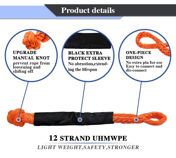 thumbnail image 2 of 2 Pack 1/2" Soft Shackle Rope – Synthetic Tow Recovery Strap – 56,000 LBS Breaking Strength – Indusafe 2 of 4