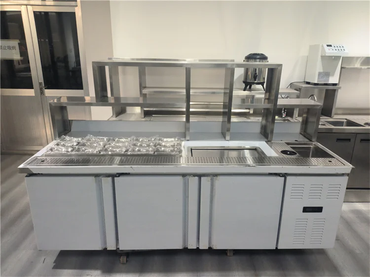 Customized Length Milk Tea Shop Working Table Bubble Tea Counter