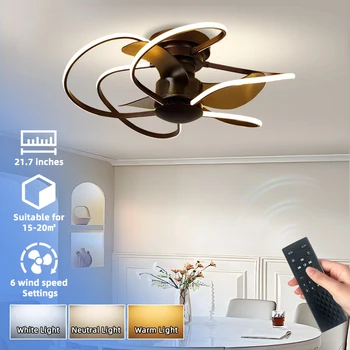 China Made 30W Modern LED Indoor Ceiling Fans with Lights Reversible & Remote Control for Indoor Decoration