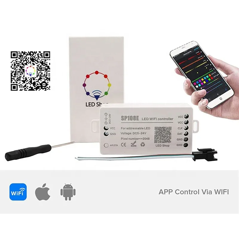 SP108E LED WiFi Controller for WS2812 WS2813 SK6812 Addressable RGB LED Pixels Strip Light