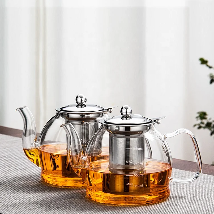 Factory Price Clear Teapot Big Glass Glass Tea Kettle Set Heat