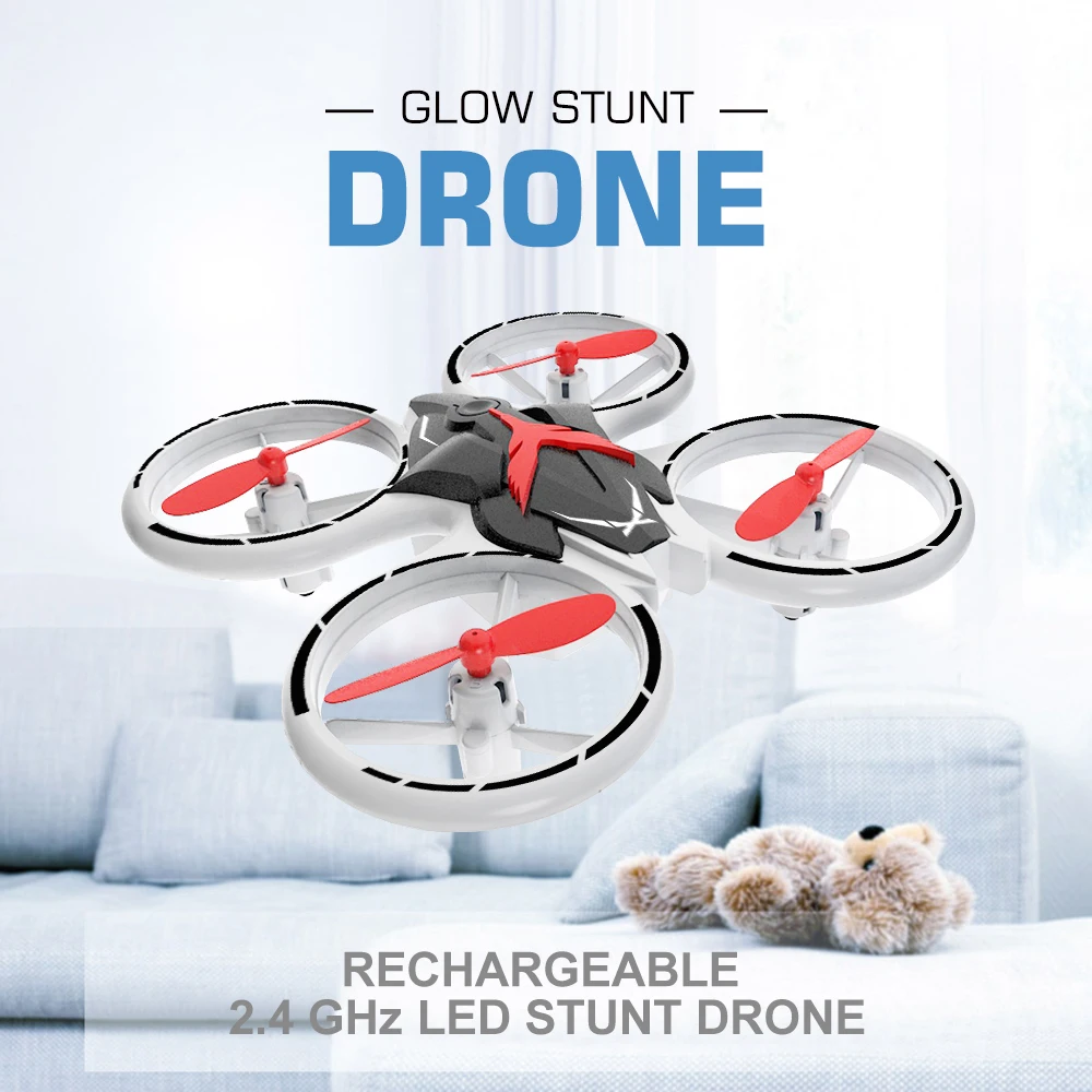 Flytec T22 2.4g 4ch 6 Axis Rc Glow Stunt Mini Drone With Led Breathing