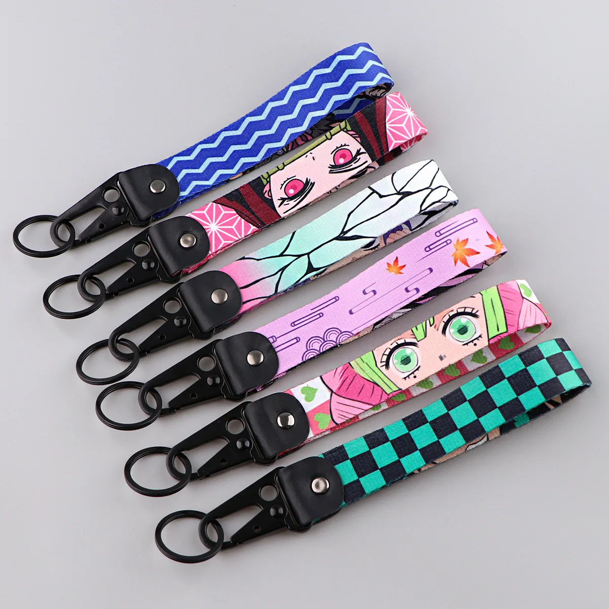 Anime Cool Cartoon Demon Slayer Lanyards Car Key Anti-lost Accessories ...