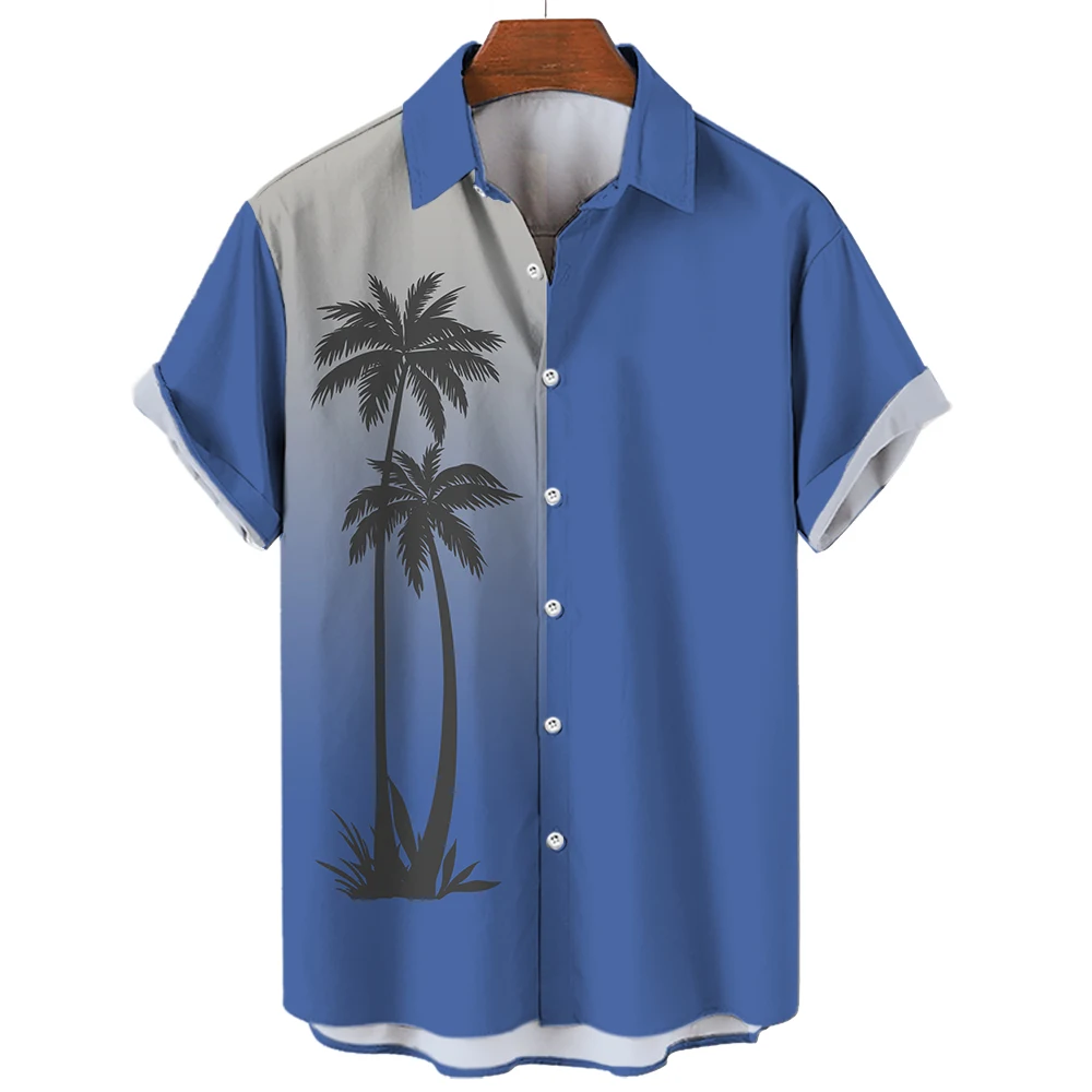 Coconut Tree Printed Hawaiian Shirt Simple Summer Style Beach Shirts ...