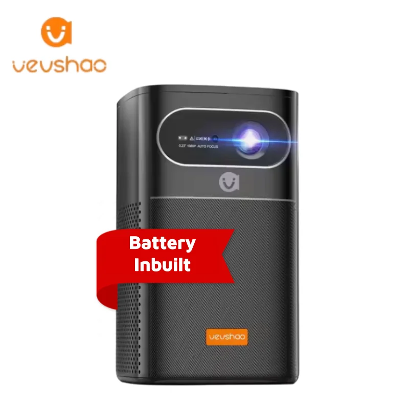 VEVSHAO V30 Camping Projector Mini 1080 Rechargeable by Power Bank Portable Android 9 400 Lumens 8000mAh Battery