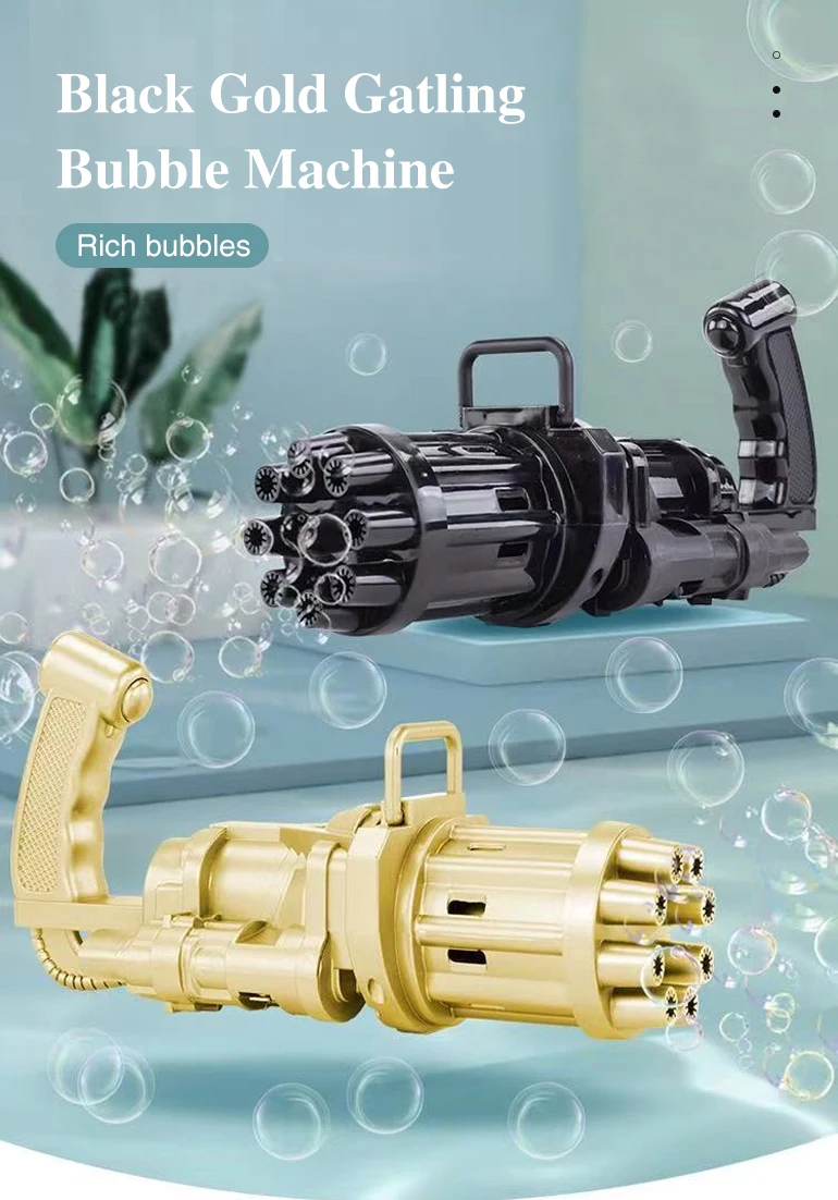 Wholesale Summer Toys Portable Plastic Bubble Machine Gun Automatic Gatling Bubble Gun