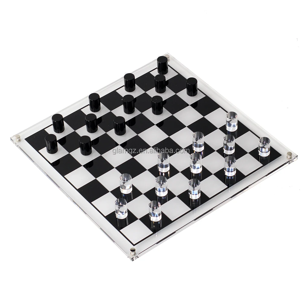 Custom Acrylic Chess Set Chess Board Games Checkers Building Blocks Luxury Backgammon Tic Tac Toe
