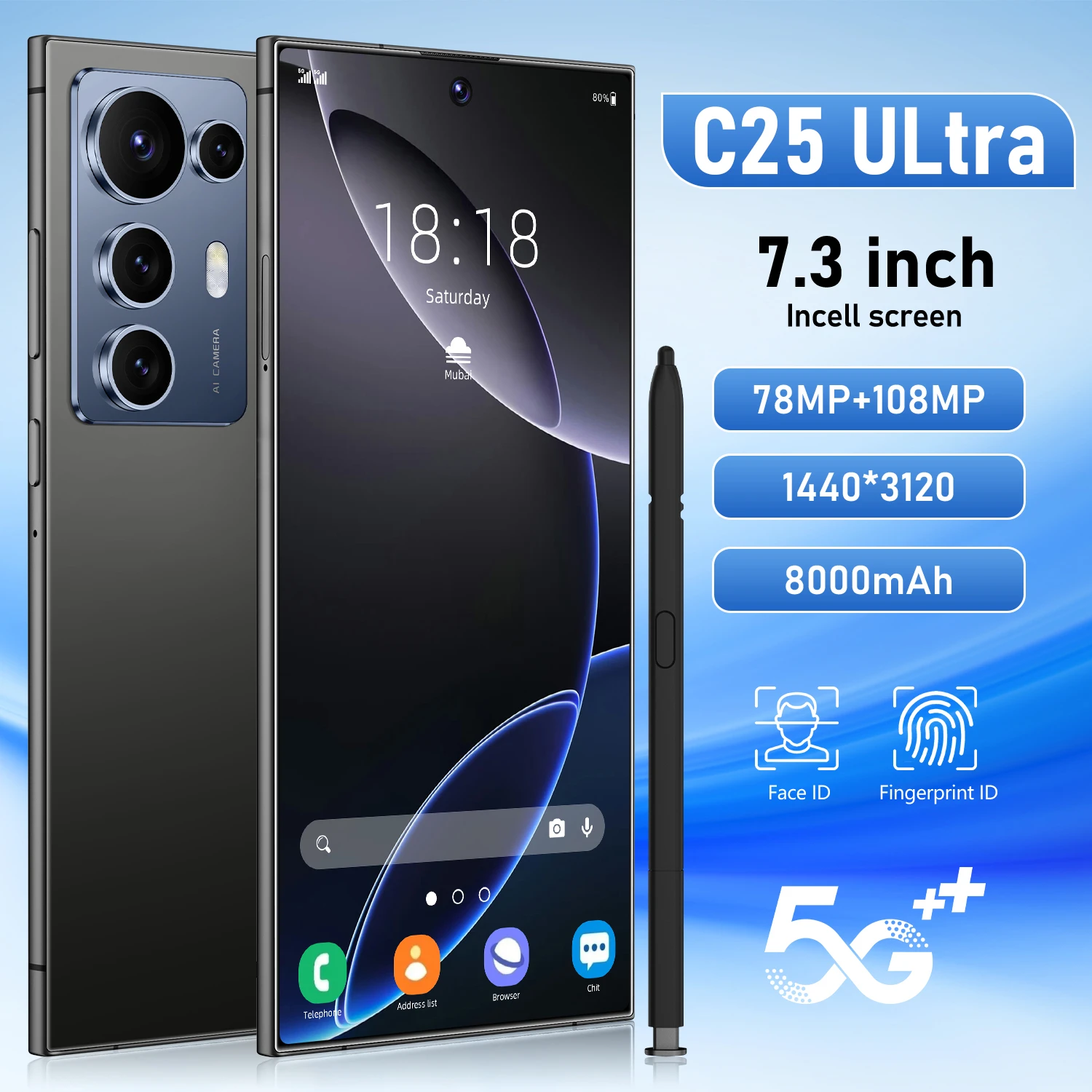 C25 Ultra Pro Unlocked Smartphone - 7.3