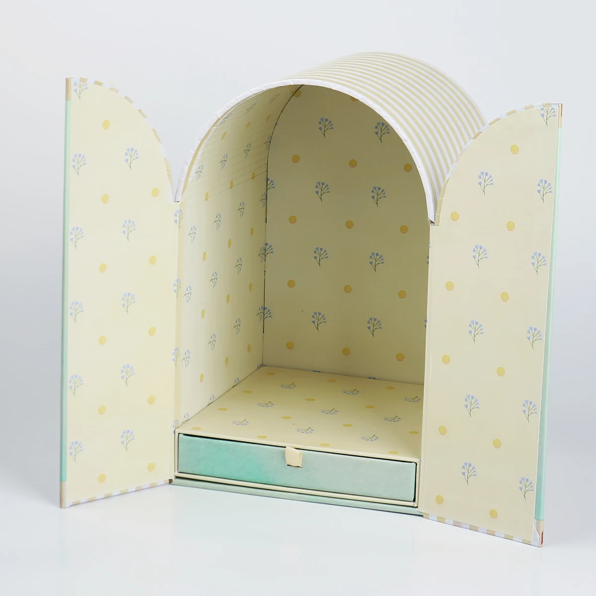 Custom Double-Door Flip Box with Embossed Paperboard Rigid Gift Packaging Sponge Lining Drawer Inner Box