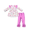 Pink Easter Bunny Egg Long Sleeve Ruffle Pants Set