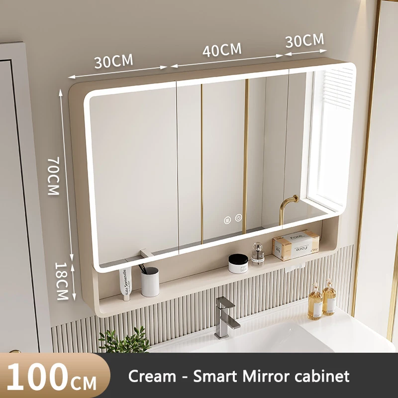 Modern bathroom smart mirror touch screen wall cabinet mirror Bathroom cabinet with led mirror factory