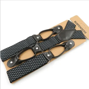High quality 6 clip button casual men gallus pants strap men's suspenders