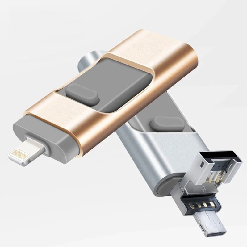 Waterproof Metal OTG Usb Flash Drive 4G 8G 32G 64GB Pendrive Memory Usb Stick Otg Usb 3.0 4.0 Flash Drive For Iphone Smartphone