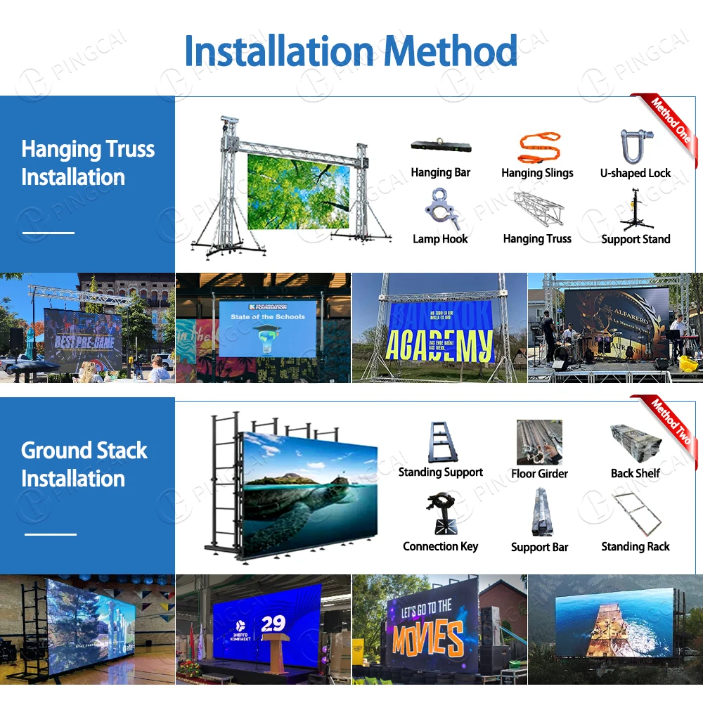 PINGCAI P2.604 Rental LED Screen 3X4 6X3 Outdoor Led Video Wall Concert Roadshow Mobile Stage Led Display Screen Wall Led