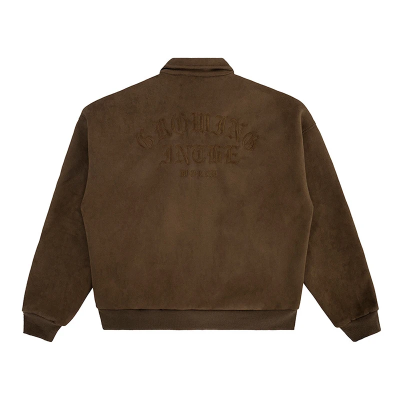 American retro leather pilot bomber es men's custom loose fitting zip up embroidered suede jacket_voghion.com