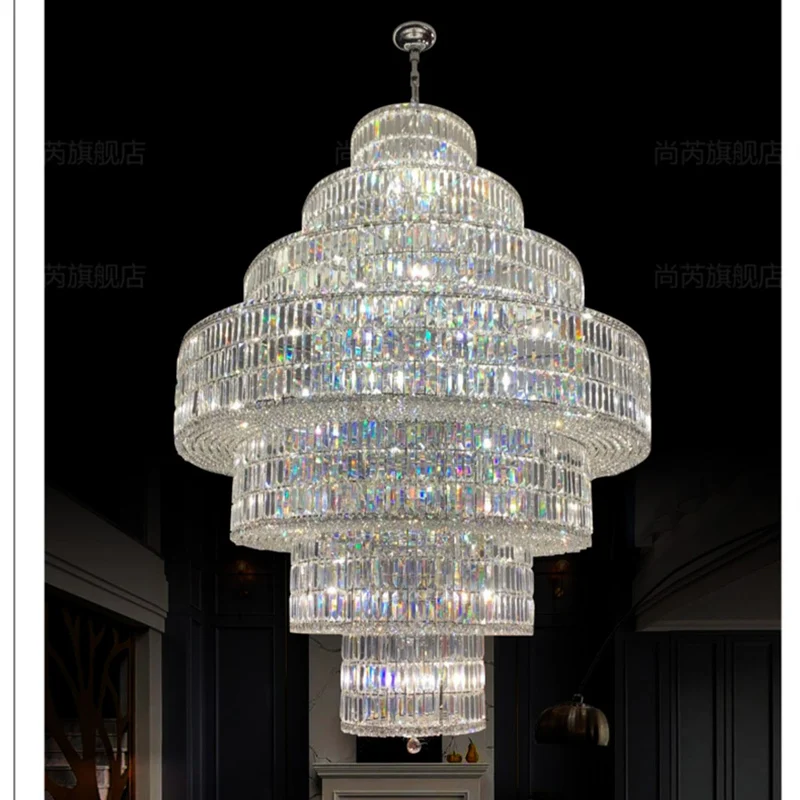 Многоуровневый круглый большой яркий светильник современная большая Хрустальная люстра K9 для гостиной/дуплекса/лестницы/подъезда
