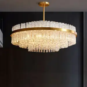 Nordic Creative Luxury Copper Glass Lampshade LED Chandelier Restaurant Contemporary Design Pendant Light