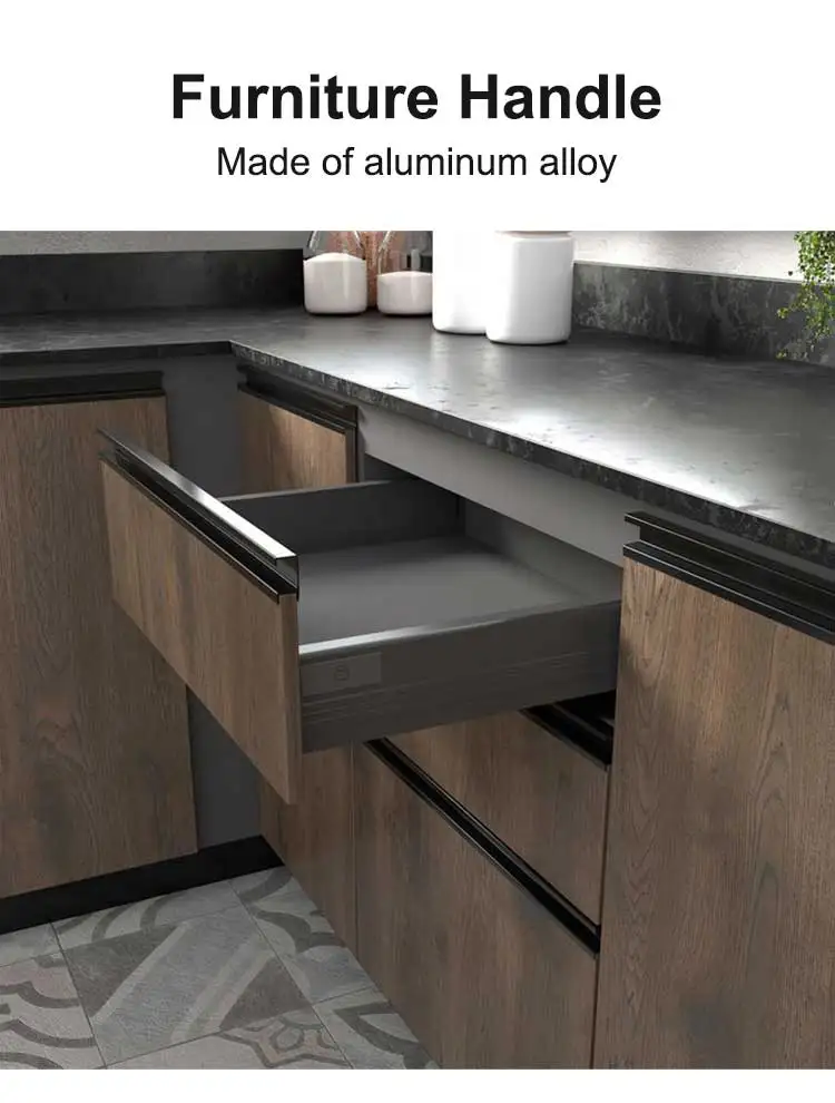 Modern Kitchen Design Drawer Cabinet Door Frame G Handle Aluminium ...