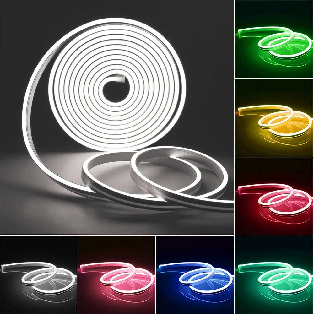 6x12mm silicone neon light 12V rgb neon strip light 2835 100m/roll Flexible Waterproof Led Tubes for DIY Decoration Light