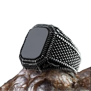 2021 Hot Selling Jewelry Black Ring Agate Men's Pattern Ring for Men