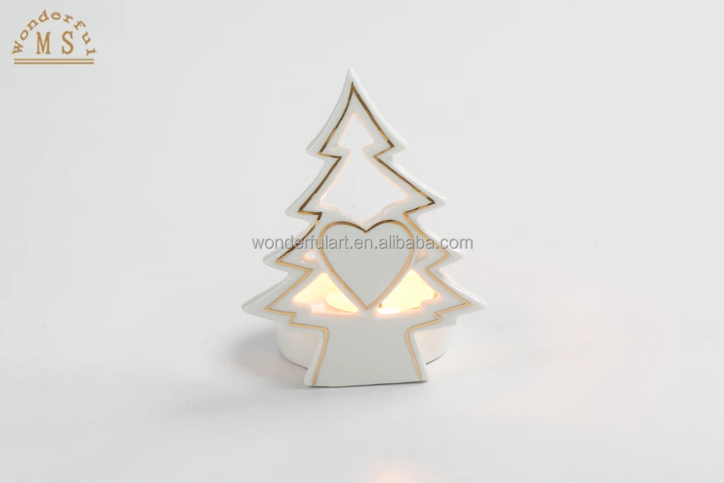 Christmas tree candle holder white candle container tealight holder desktop gift candle vessels home decoration