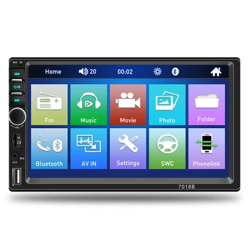cheap model 7018B touch screen 7 inch double 2 din car mp4 mp5 stereo player with bT usb FM radio