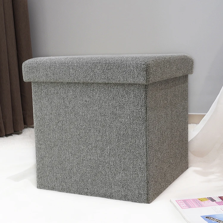 Custom Modern Furniture Folding Footstool Living Room Pvc Sofa Storage Ottoman Leather Pouf Chair Folded Stool Box