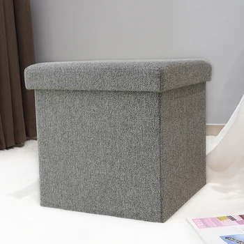 Custom Modern Furniture Folding Footstool Living Room Pvc Sofa Storage Ottoman Leather Pouf Chair Folded Stool Box