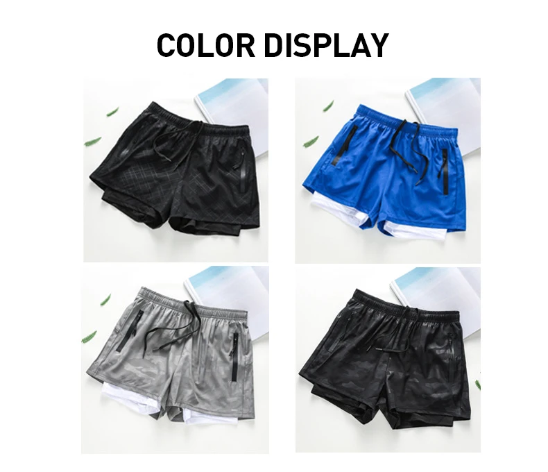 2 In 1 5 Inch Sweat Gym Shorts Men Compression Liner Woven Emed Polyester Workout Double Layer Mesh Shorts821_voghion.com
