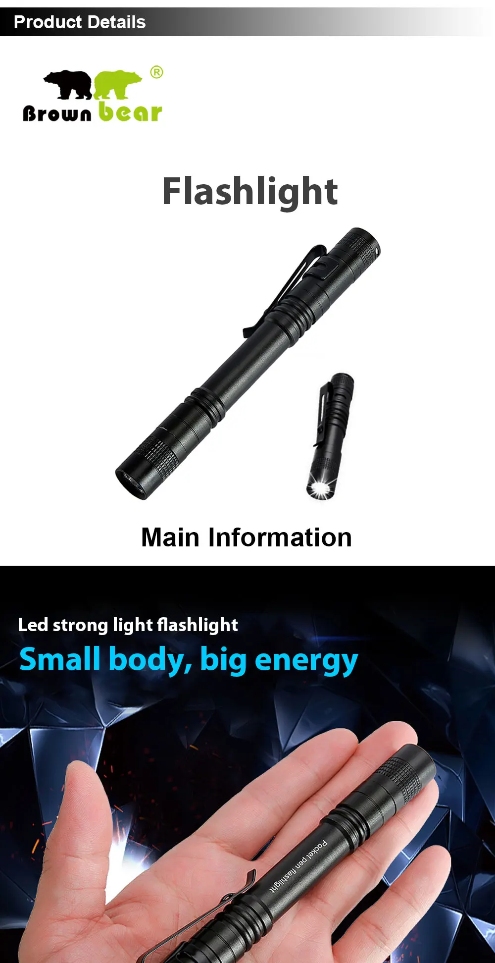 High Power Aluminium Alloy Pen Light Mini Flat Penlight Led Xpe