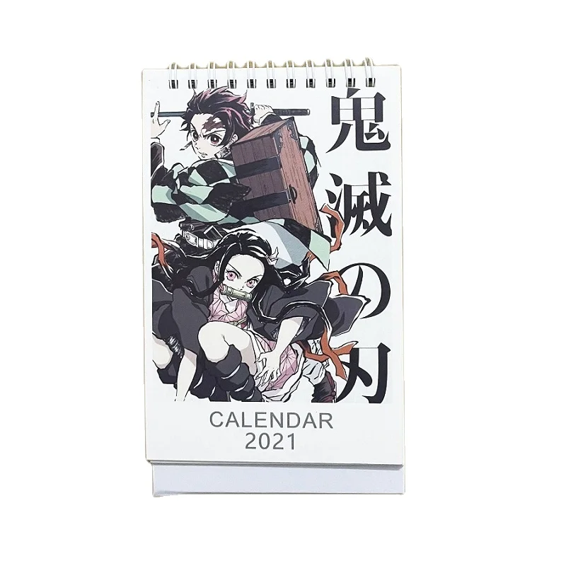 2021 Anime Demon Slayer Kimetsu No Yaiba Desk Calendar Kamado Tanjirou Cartoon Figure Calendars Daily Schedule Planner