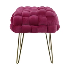 Modern Footstool Ottoman Stool With Gold Legs Footrest Pouf for Bedroom Living Room