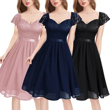 Chiffon lace double-layer dress homewear