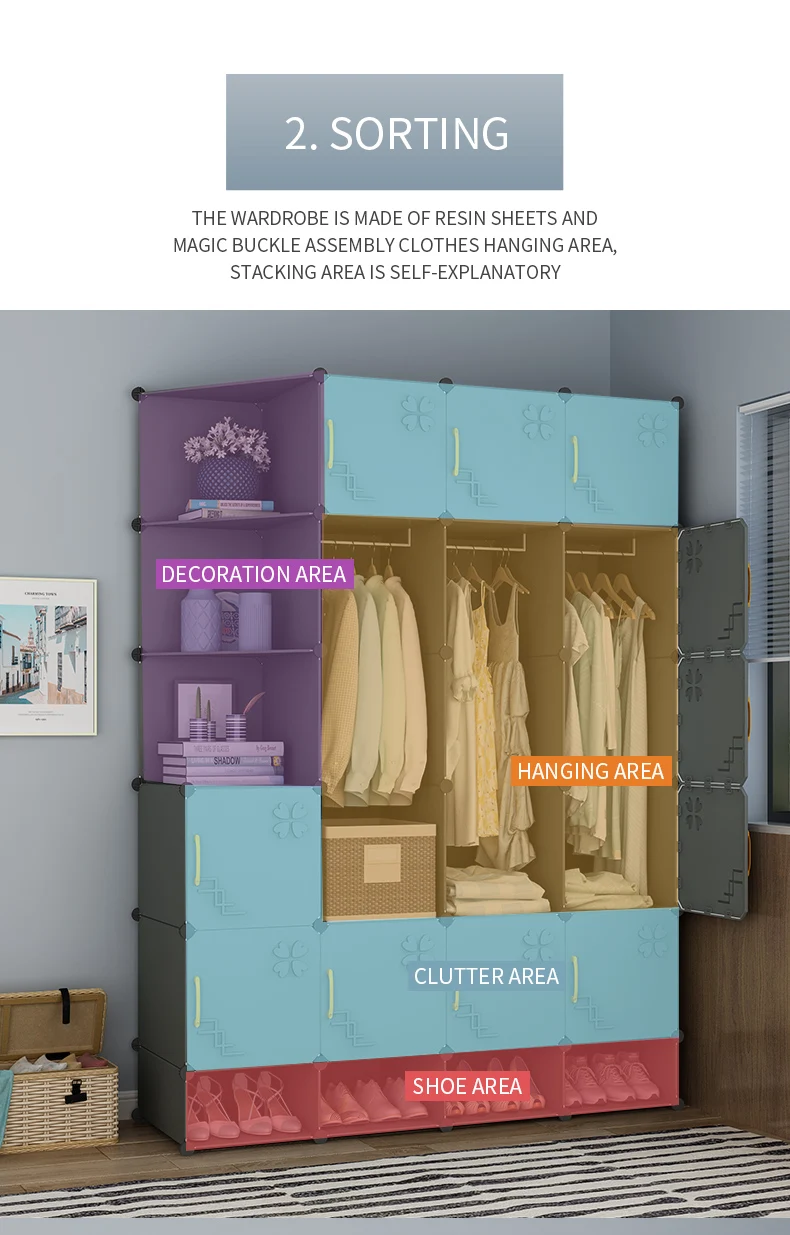 Wholesale Folding Modern Bedroom Plastic Wardrobes Designs For Clothes