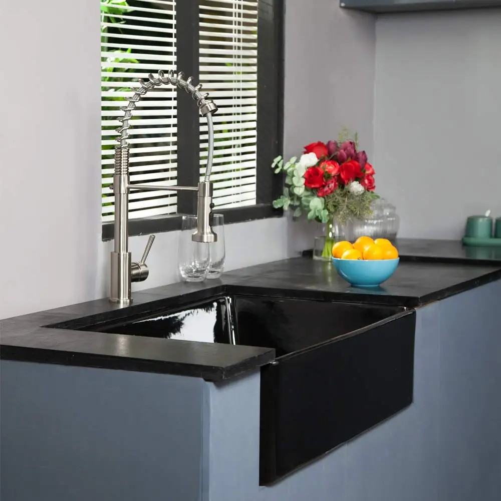 High Quality Upc Farmhouse Apron Sinks Kitchen Stainless Steel Farm Laundry Black Sink With