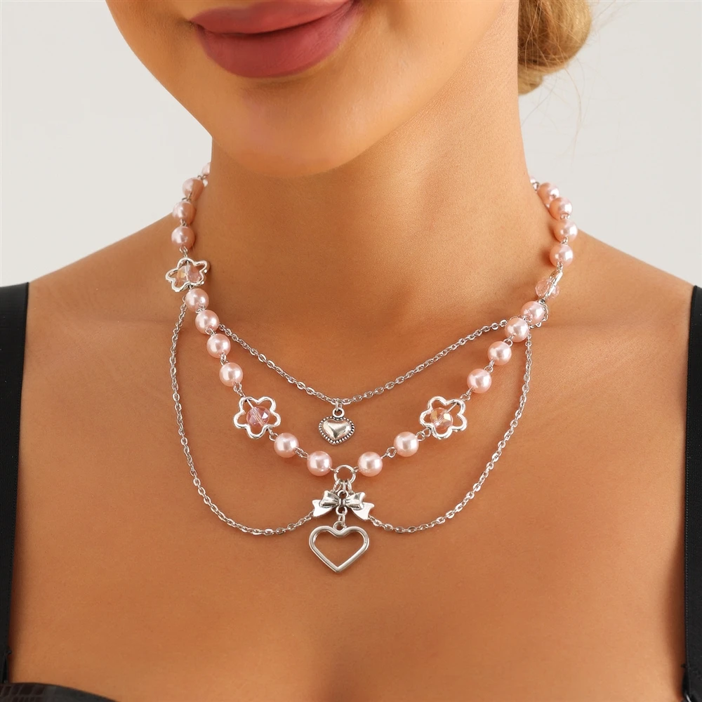 Elegant Pearl Heart Layered Necklace for Women