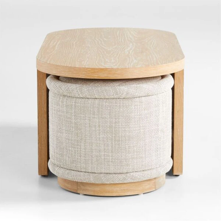 oval nesting coffee table with stools