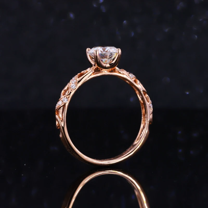 Stargems Pattern Hollow Design Real 9k 10K 14K 18K Yellow White Rose Gold Diamond Ring