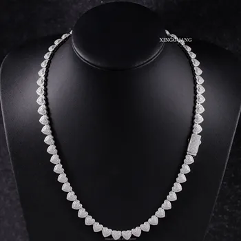 10mm 925 Solid Silver Vvs Moissanite Chain Hip Hop Style Heart Designed Chain Iced Out Cuban Link Chain for Men/ Women