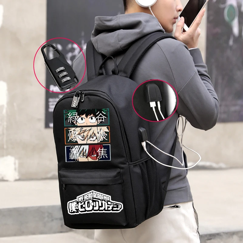 Anime Backpack My Hero Academia School Bag Toga Himiko Waterproof Laptop Rucksack Travel Usb 6800