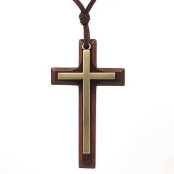 Catholic Wood Cross Necklace Women/Man Jesus Orthodox Church Utensils Priests Cristo Christ Religious Gift