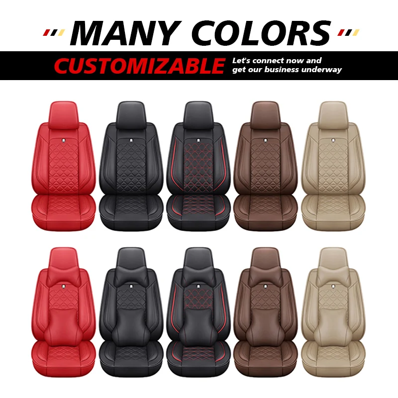 Full Surrounded with Airbag Place Universal Leather Woman Fabric  Pvc Car Seat Covers for Sport Black