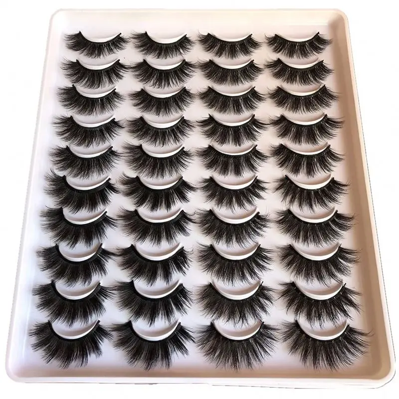 false eyelashes & tools 3d faux mink 10mm C D curl volume strip lashes with tray russian strip eyelashes